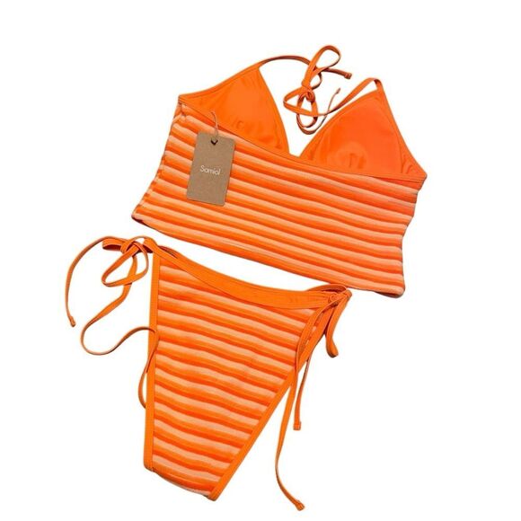 Samiol Striped Orange Tankini 2 Piece Large NWT - Picture 5 of 6